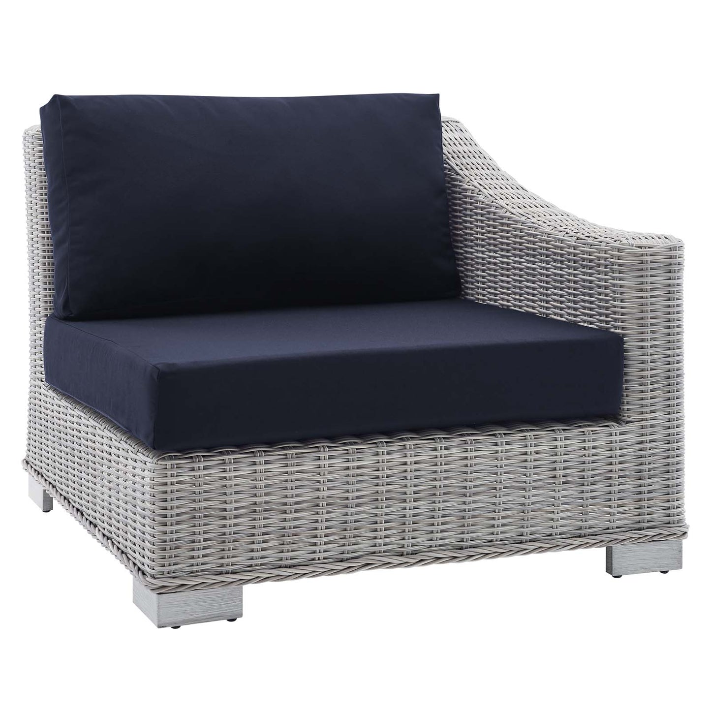 Conway Sunbrella® Outdoor Patio Wicker Rattan 6-Piece Sectional Sofa Set Light Gray Navy EEI-4358-LGR-NAV