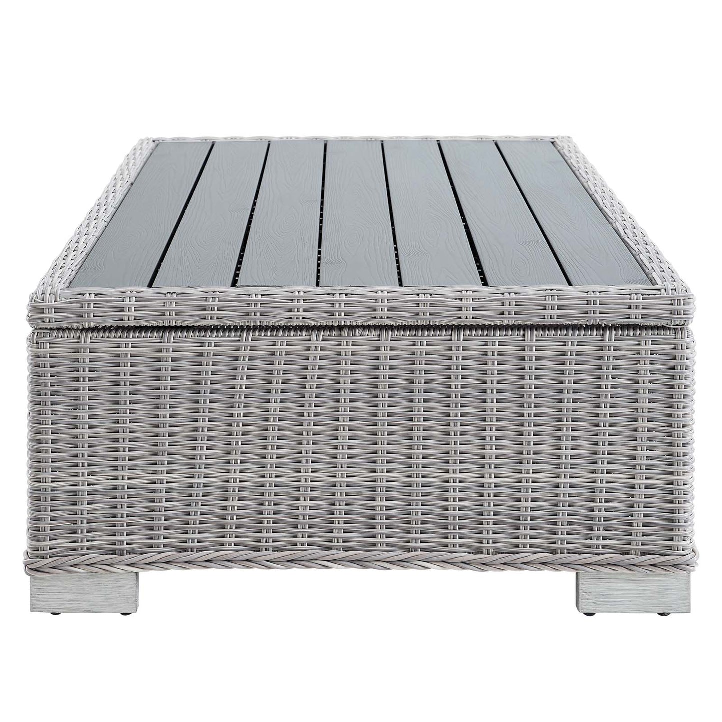 Conway Sunbrella® Outdoor Patio Wicker Rattan 6-Piece Sectional Sofa Set Light Gray White EEI-4358-LGR-WHI
