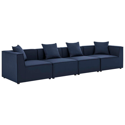 Saybrook Outdoor Patio Upholstered 4-Piece Sectional Sofa Navy EEI-4381-NAV
