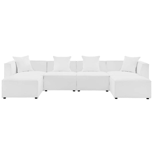 Saybrook Outdoor Patio Upholstered 6-Piece Sectional Sofa White EEI-4383-WHI