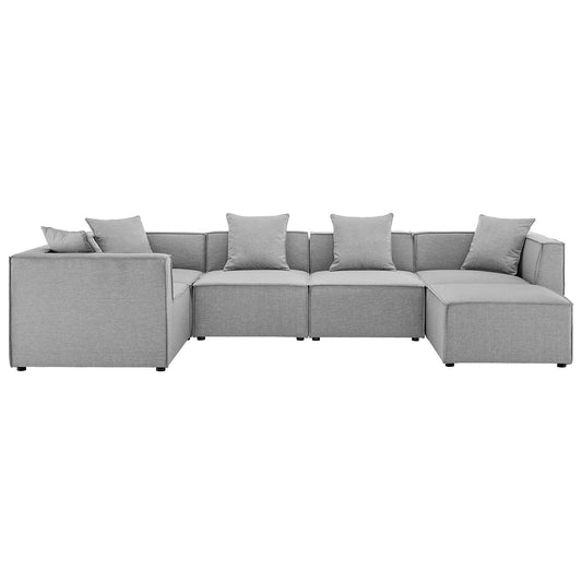Saybrook Outdoor Patio Upholstered 6-Piece Sectional Sofa Gray EEI-4386-GRY