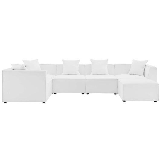 Saybrook Outdoor Patio Upholstered 6-Piece Sectional Sofa White EEI-4386-WHI