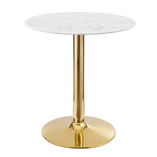Verne 28" Artificial Marble Dining Table Gold White EEI-4548-GLD-WHI