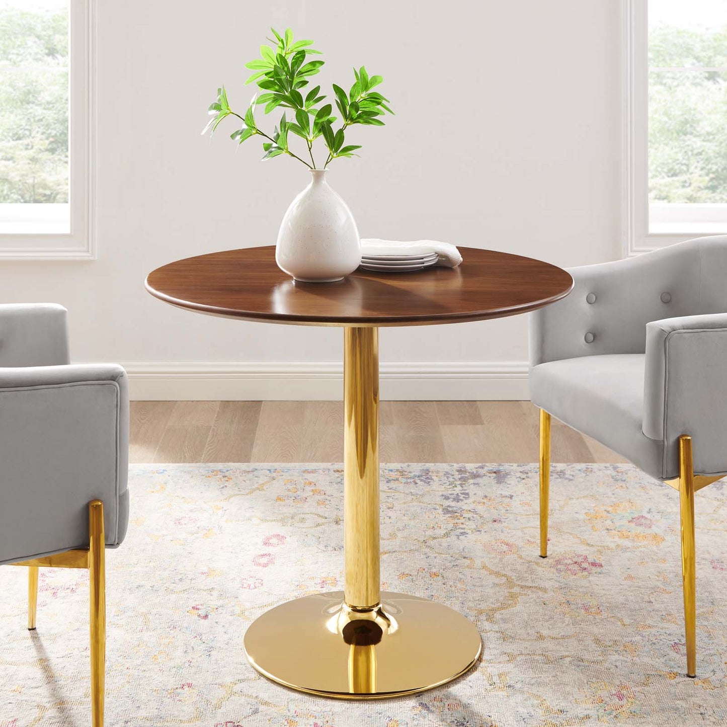 Verne 35" Dining Table Gold Walnut