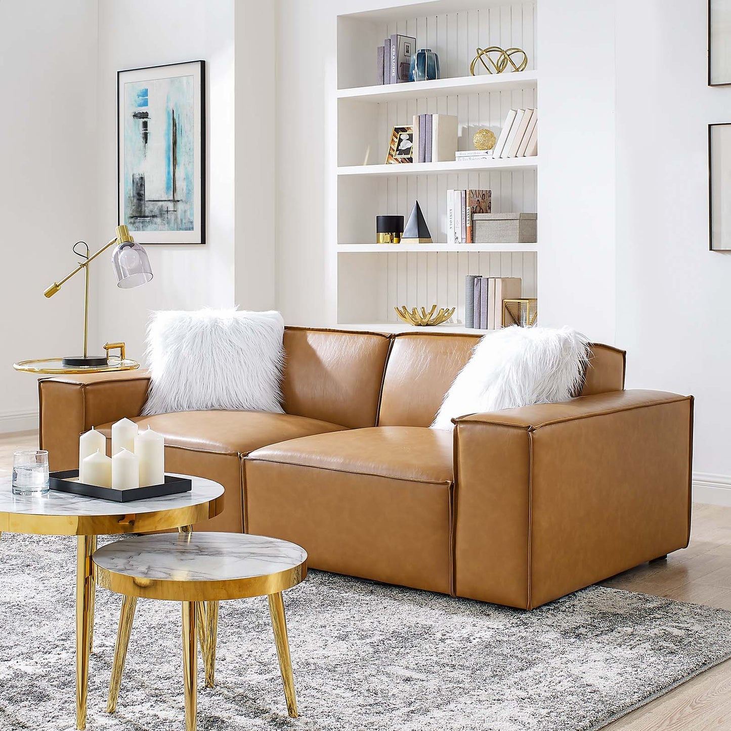 Restore Vegan Leather Loveseat Tan