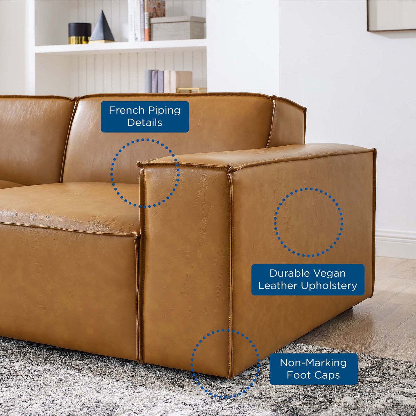 Restore 6-Piece Vegan Leather Sectional Sofa Tan