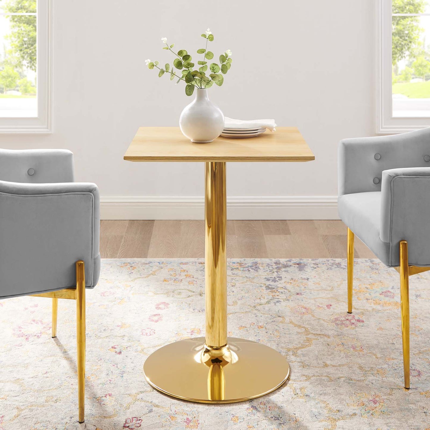 Verne 24" Square Dining Table Gold