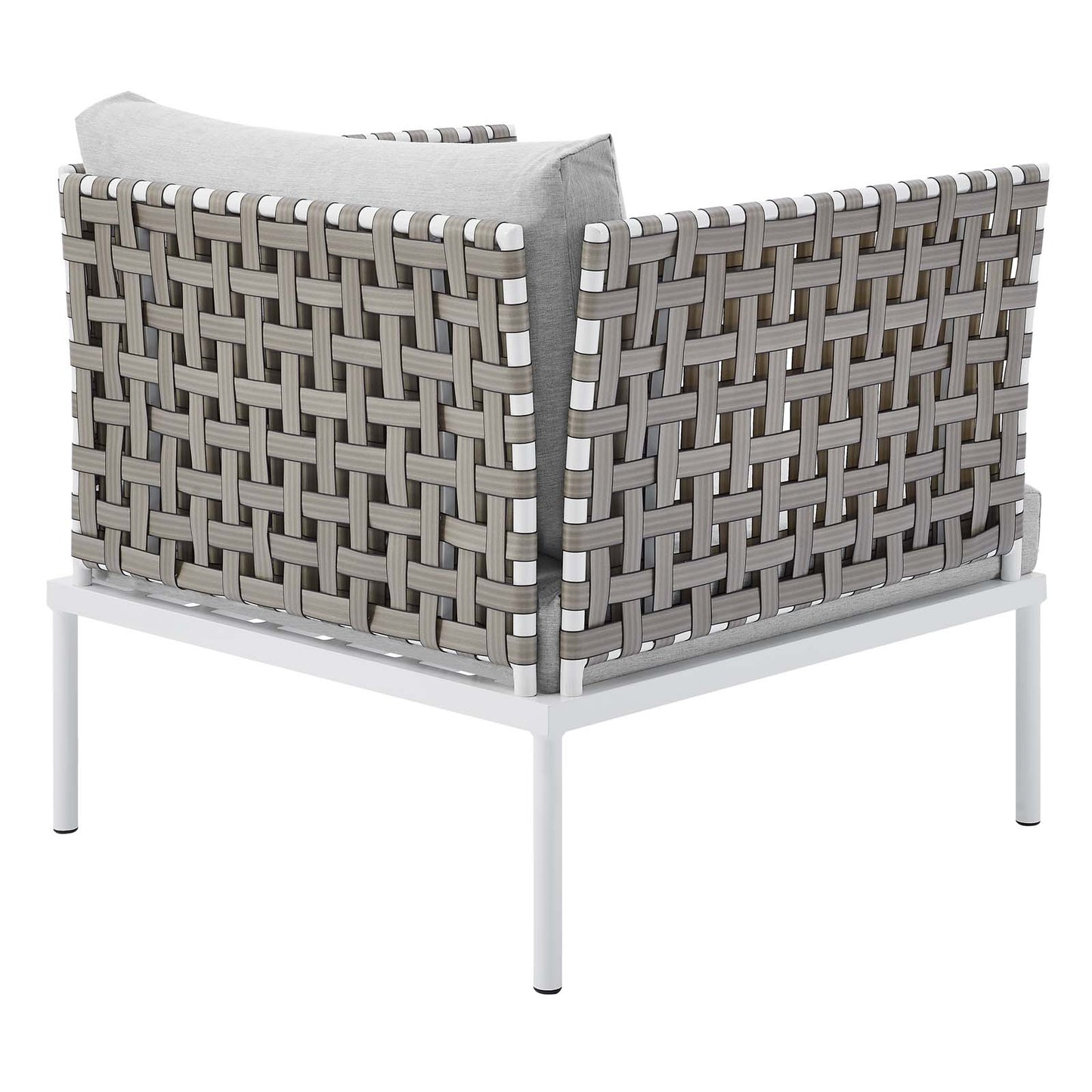 Harmony 10-Piece  Sunbrella® Basket Weave Outdoor Patio Aluminum Sectional Sofa Set Tan Gray EEI-4951-TAN-GRY-SET
