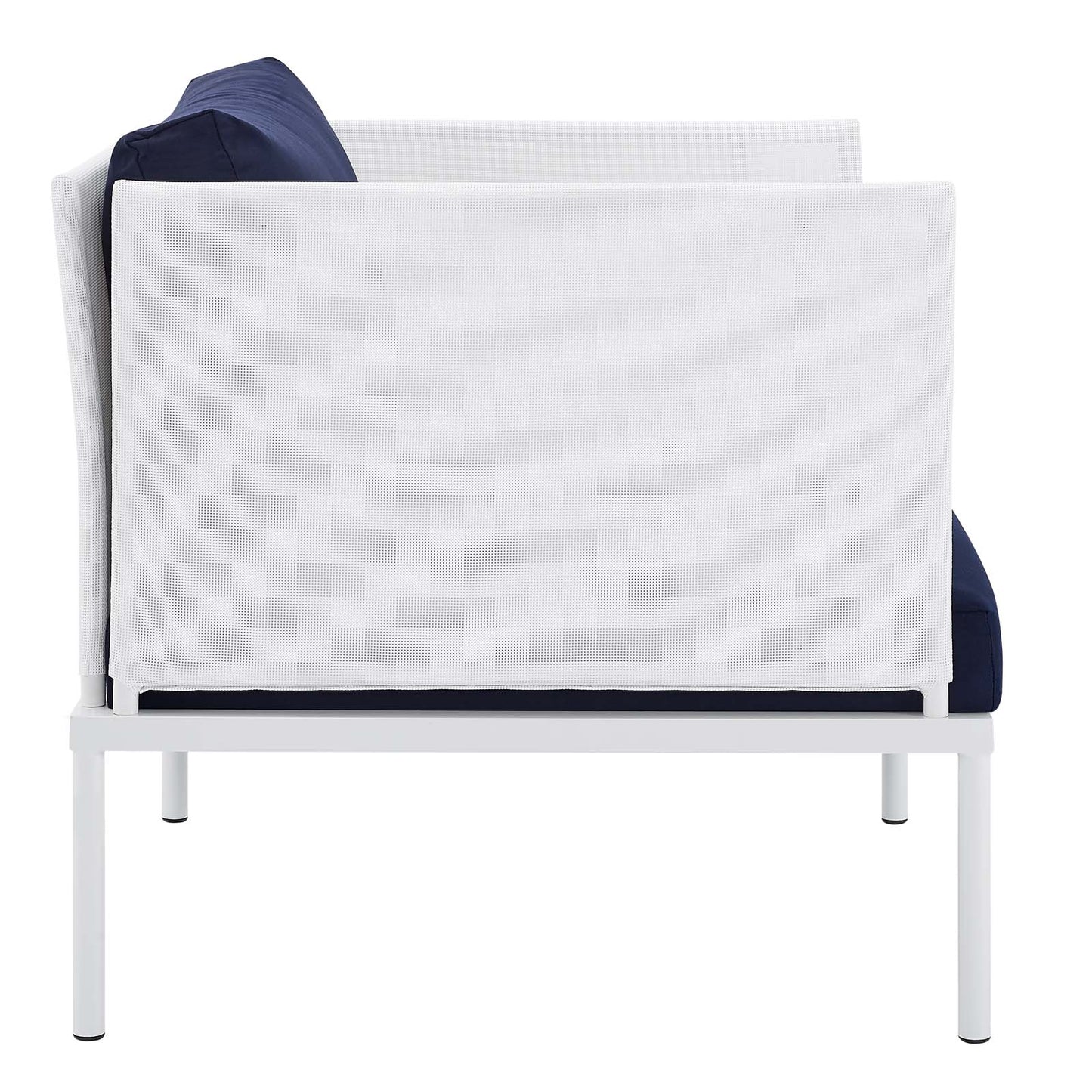 Harmony 10-Piece  Sunbrella® Outdoor Patio Aluminum Sectional Sofa Set White Navy EEI-4952-WHI-NAV-SET
