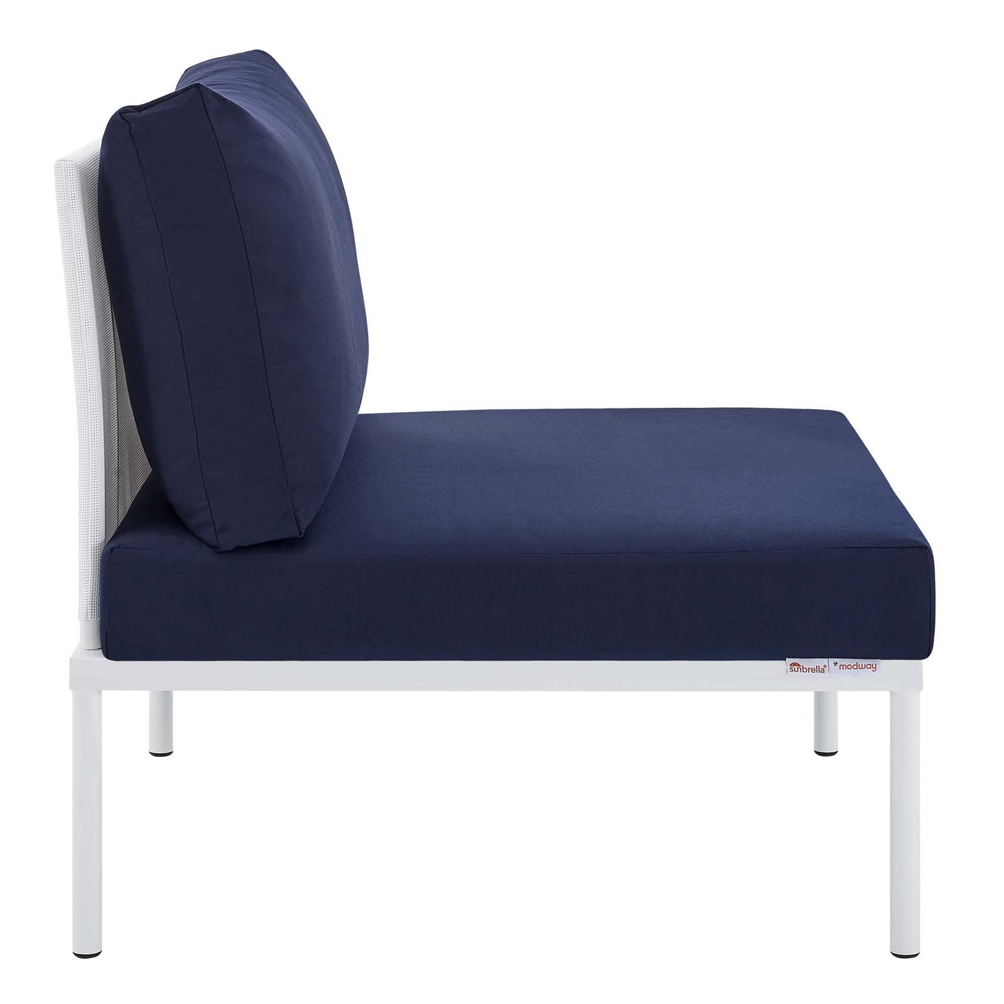 Harmony 10-Piece  Sunbrella® Outdoor Patio Aluminum Sectional Sofa Set White Navy EEI-4952-WHI-NAV-SET