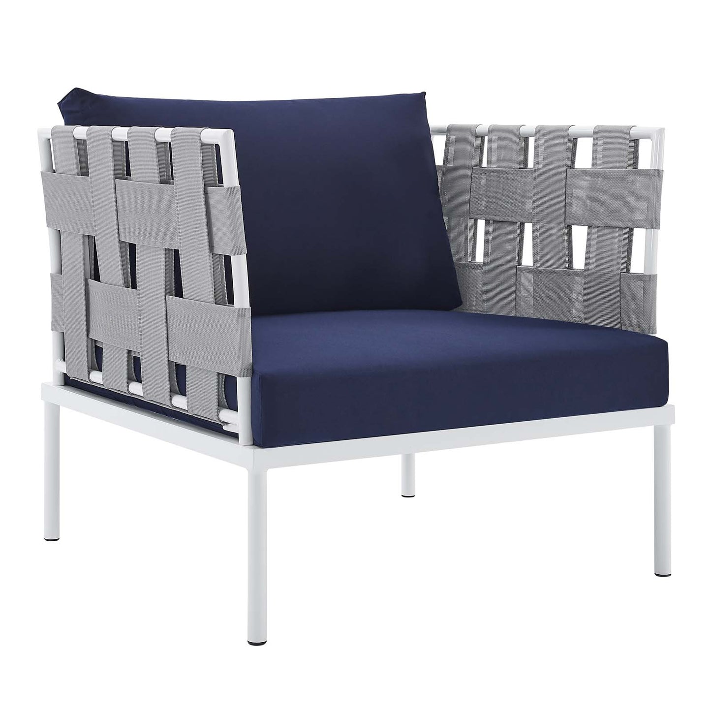 Harmony 10-Piece  Sunbrella® Outdoor Patio Aluminum Sectional Sofa Set Gray Navy EEI-4953-GRY-NAV-SET
