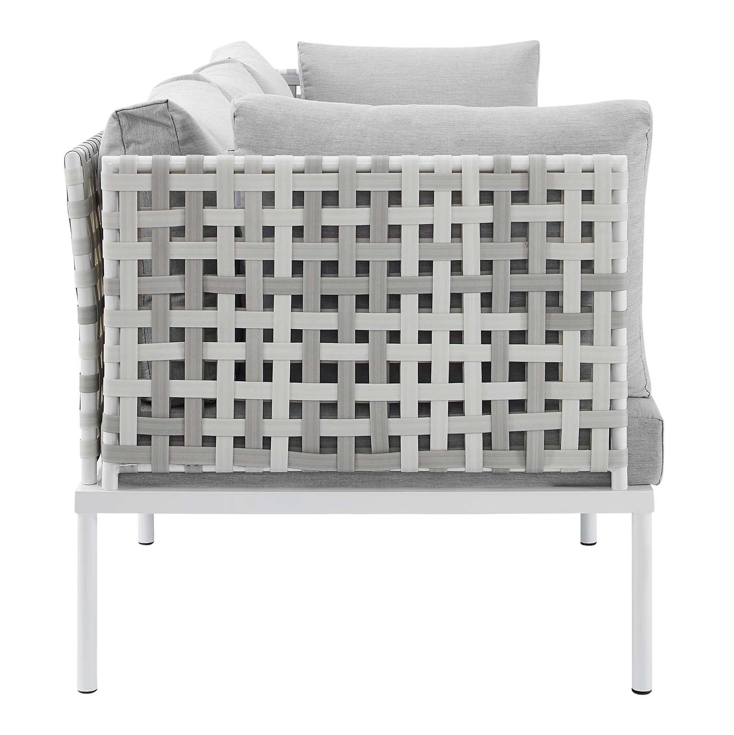 Harmony Sunbrella® Basket Weave Outdoor Patio Aluminum Sofa Taupe Gray EEI-4965-TAU-GRY