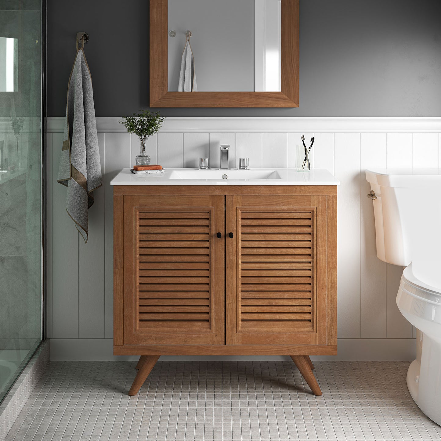 Birdie Bathroom Vanity Natural White 24" and 36" Options EEI-5112-NAT-WHI