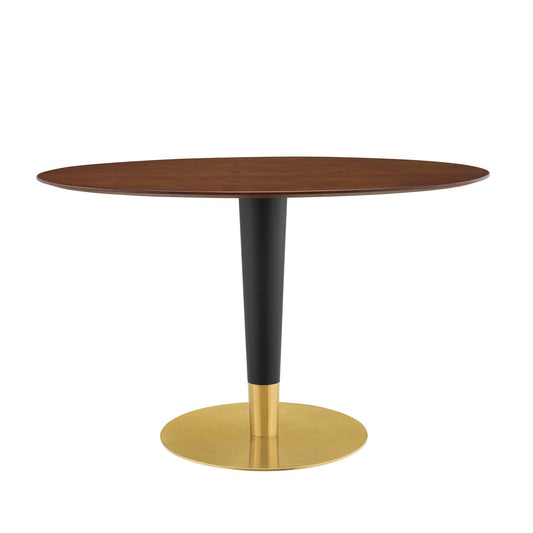 Zinque 48" Oval Dining Table Gold Walnut EEI-5142-GLD-WAL