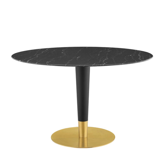 Zinque 47" Artificial Marble Dining Table Gold Black EEI-5149-GLD-BLK