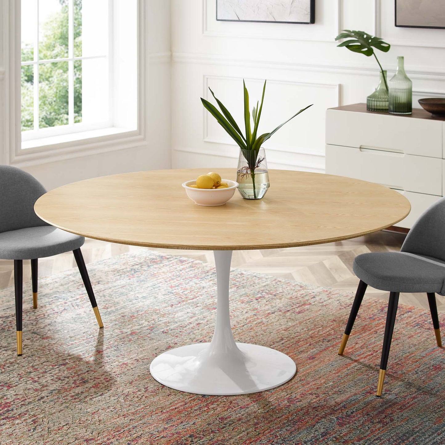 Lippa 60" Dining Table White Natural