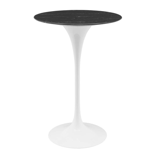 Lippa 28" Artificial Marble Bar Table White Black EEI-5203-WHI-BLK