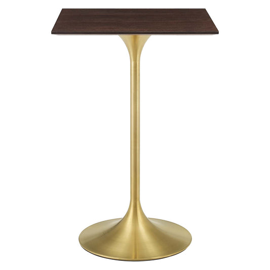 Lippa 28" Square Wood Bar Table Gold Cherry Walnut EEI-5531-GLD-CHE