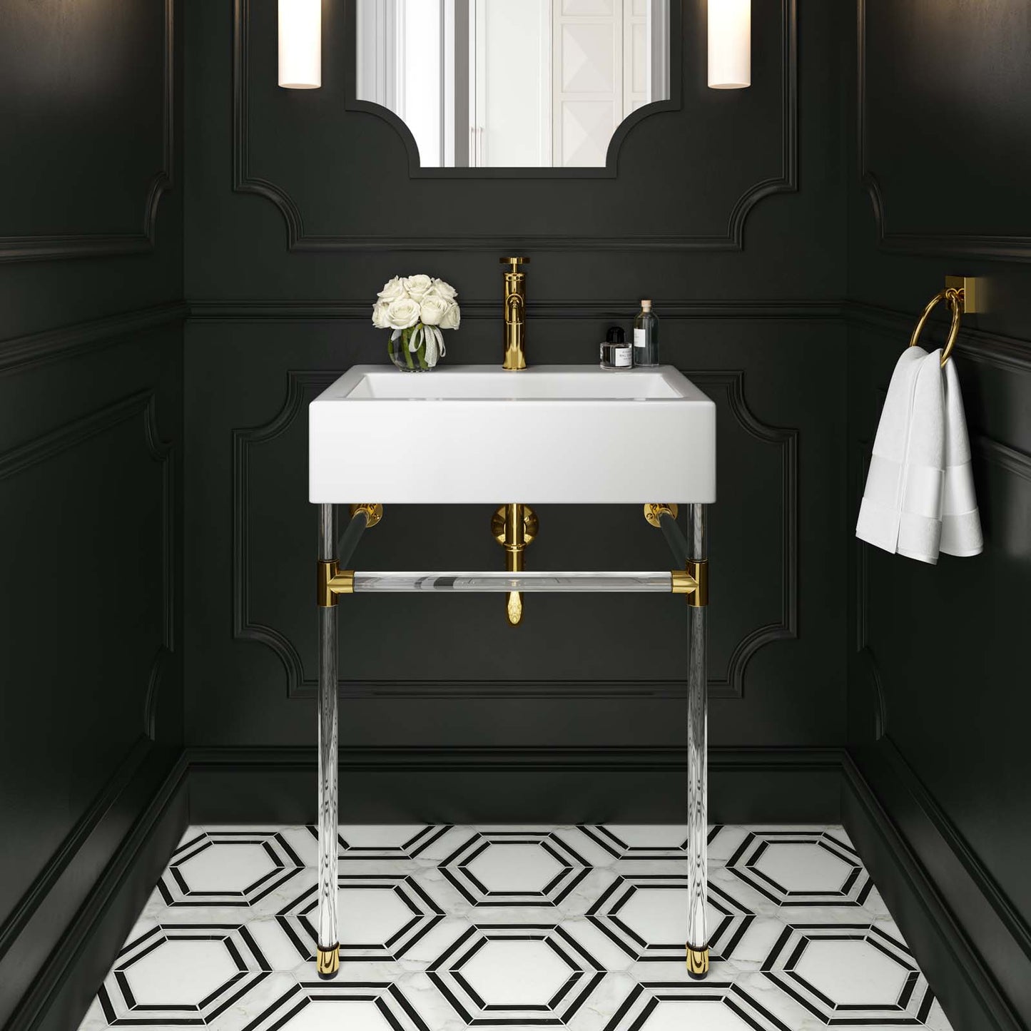 Redeem 24" Acrylic Wall-Mount Bathroom Vanity Clear White