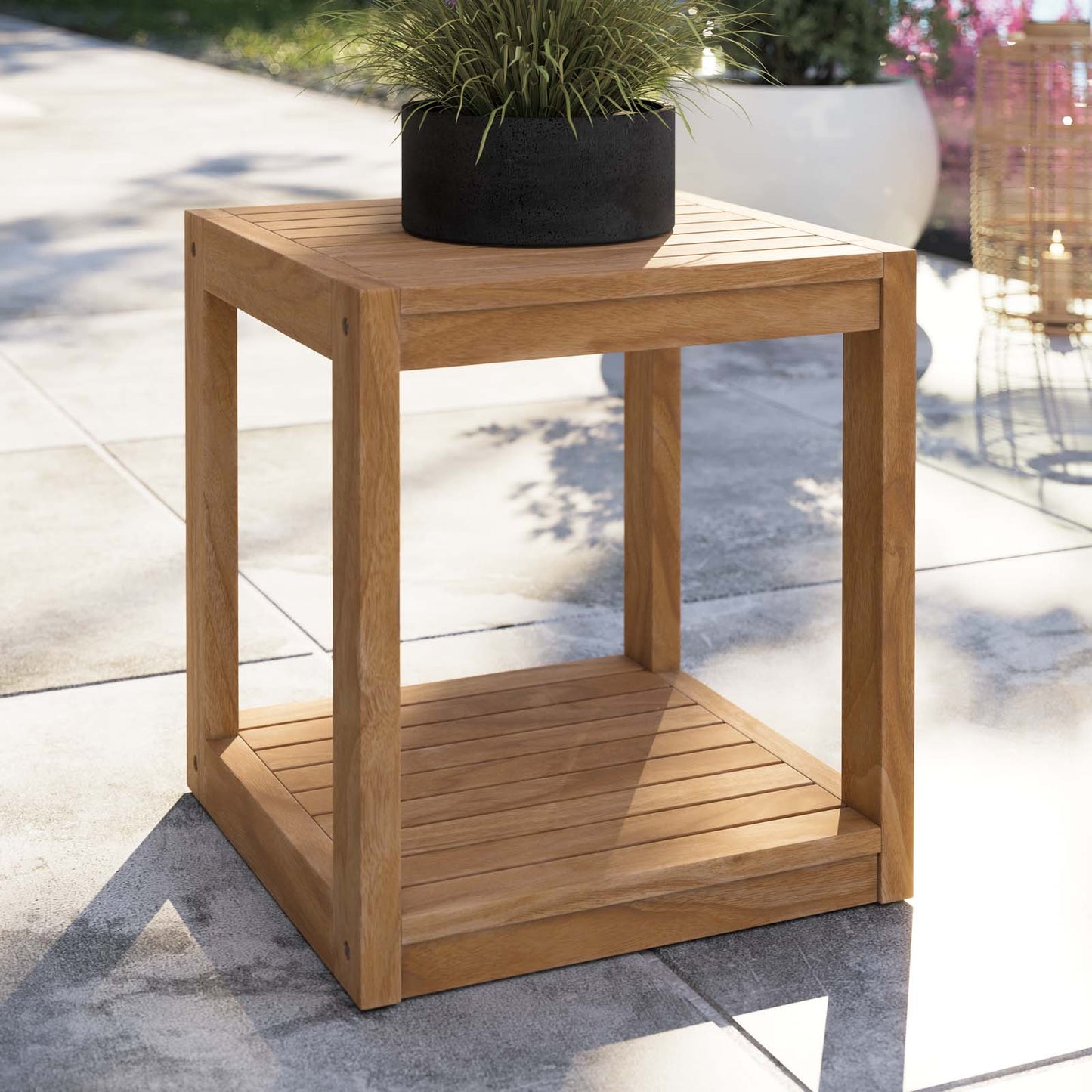 Carlsbad Teak Wood Outdoor Patio Side Table Natural