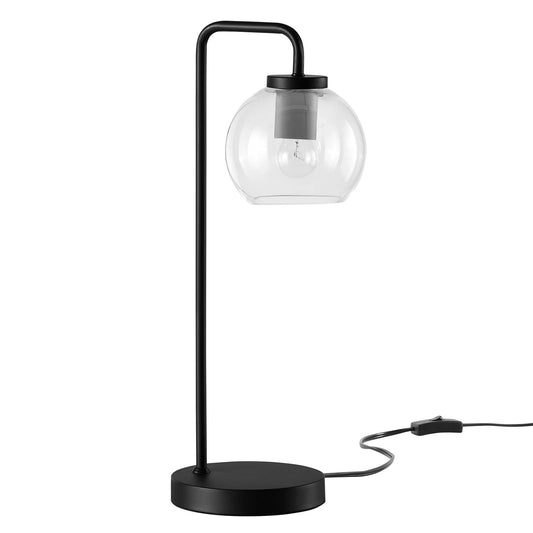 Silo Glass Globe Glass and Metal Table Lamp Black EEI-5617-BLK