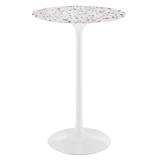Lippa 28" Round Terrazzo Bar Table White White EEI-5707-WHI-WHI