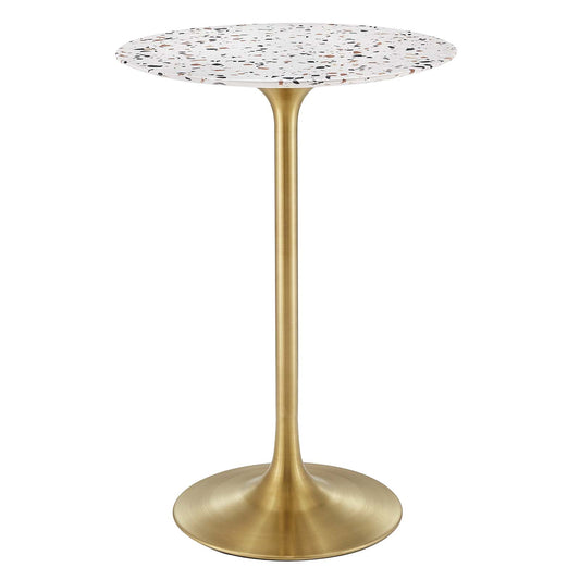 Lippa 28" Round Terrazzo Bar Table Gold White EEI-5708-GLD-WHI