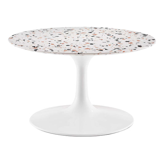 Lippa 28" Round Terrazzo Coffee Table White White EEI-5710-WHI-WHI