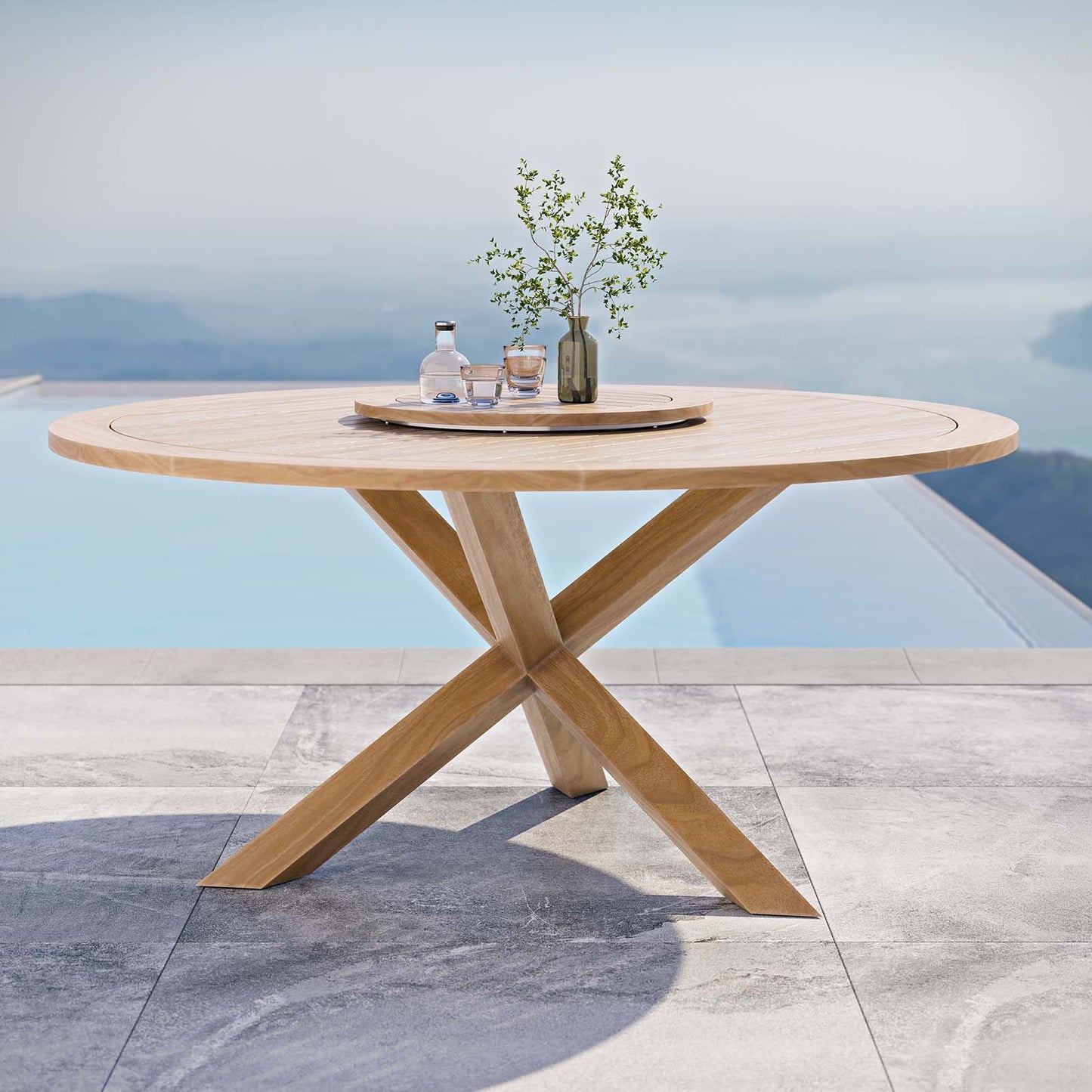 Wellspring 63" Outdoor Patio Teak Wood Dining Table Natural EEI-5745-NAT