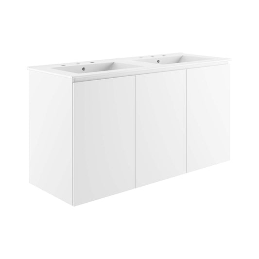 Bryn 48" Wall-Mount Double Sink Bathroom Vanity White White EEI-5781-WHI-WHI