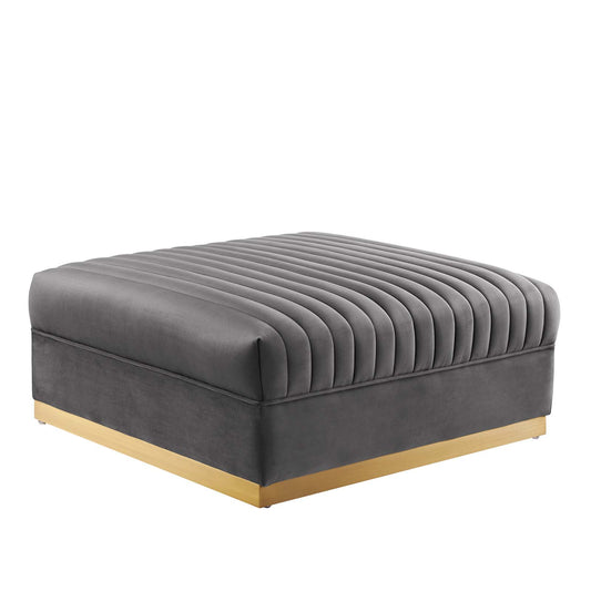 Sanguine Channel Tufted Performance Velvet Modular Sectional Sofa Ottoman Gray EEI-6036-GRY