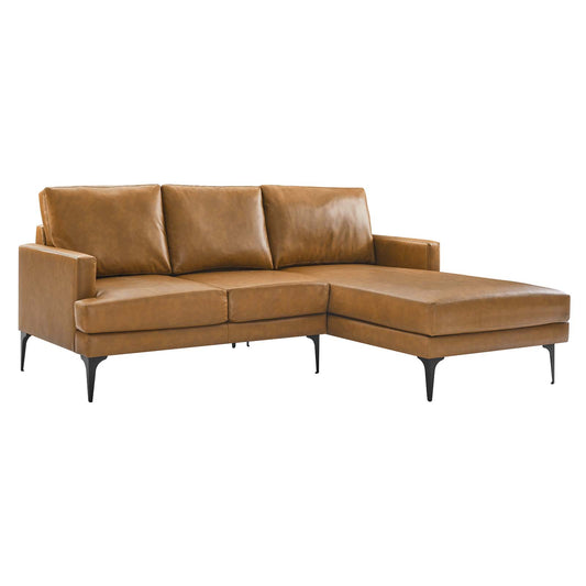 Evermore Right-Facing Vegan Leather Sectional Sofa Tan EEI-6050-TAN