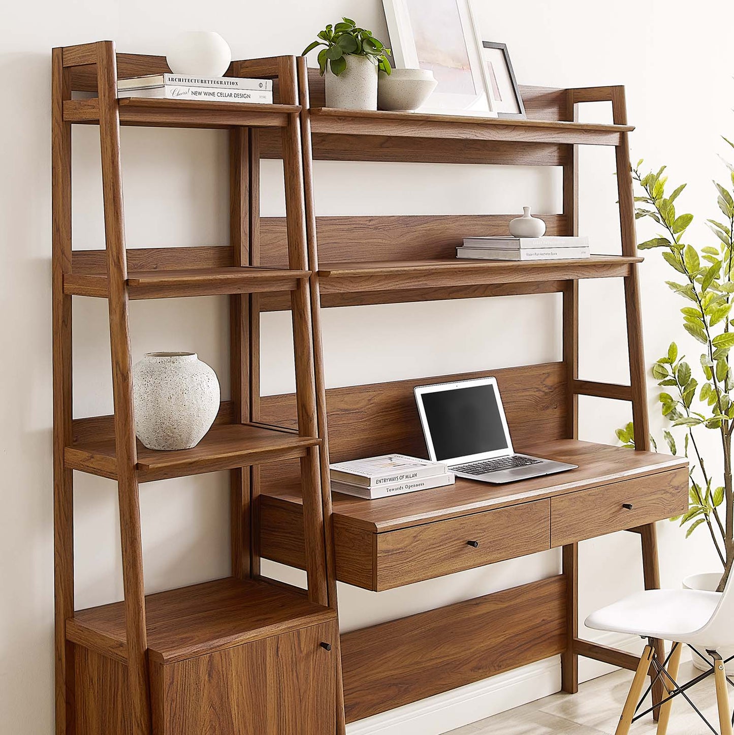 Bixby 2-Piece Wood Office Desk and Bookshelf Walnut EEI-6111-WAL