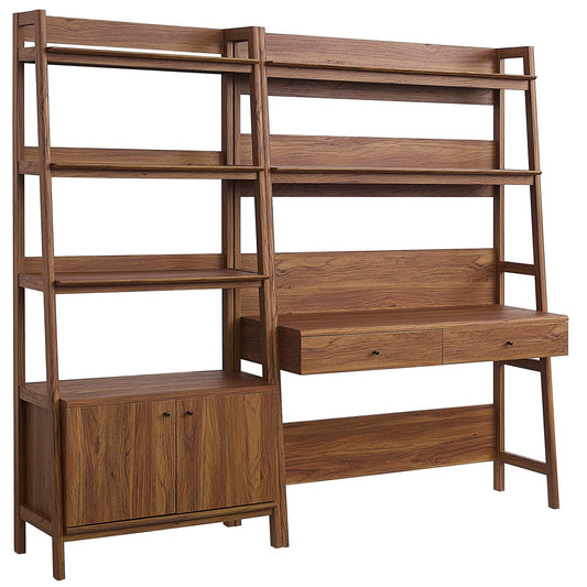 Bixby 2-Piece Wood Office Desk and Bookshelf Walnut EEI-6112-WAL