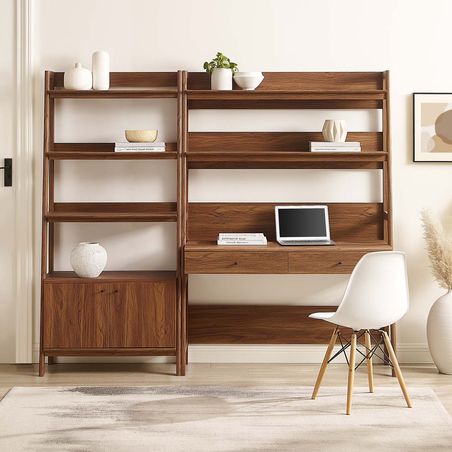 Bixby 2-Piece Wood Office Desk and Bookshelf Walnut EEI-6112-WAL