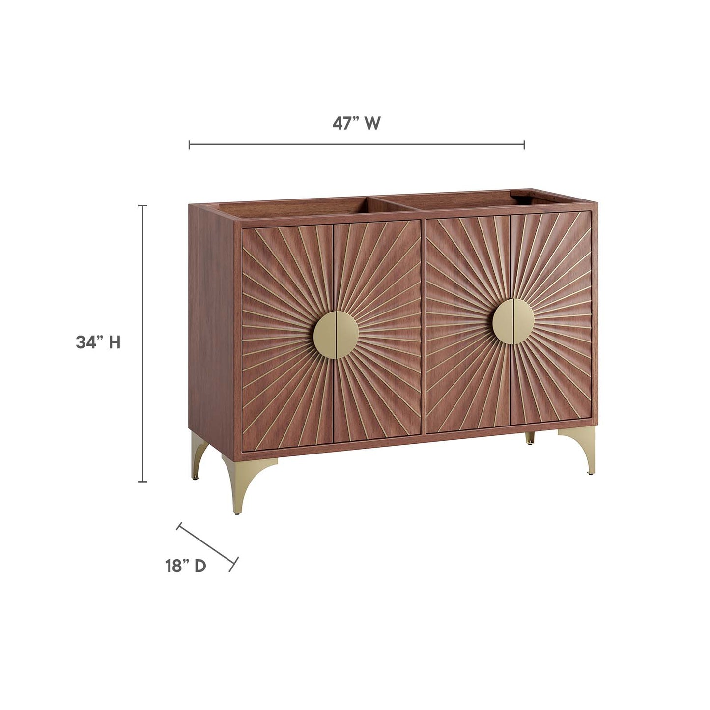 Daylight 48" Double Sink Compatible (Not Included) Bathroom Vanity Cabinet Walnut