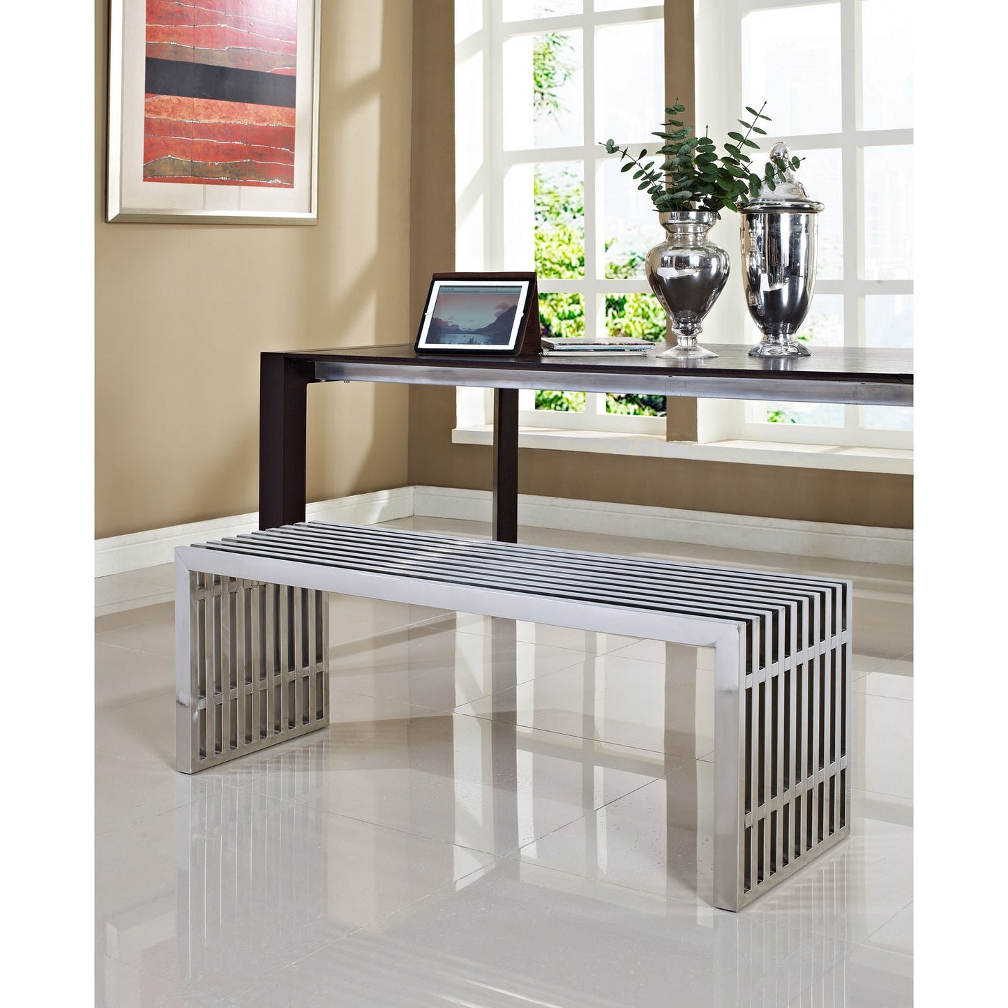Gridiron Medium Stainless Steel Bench Silver
