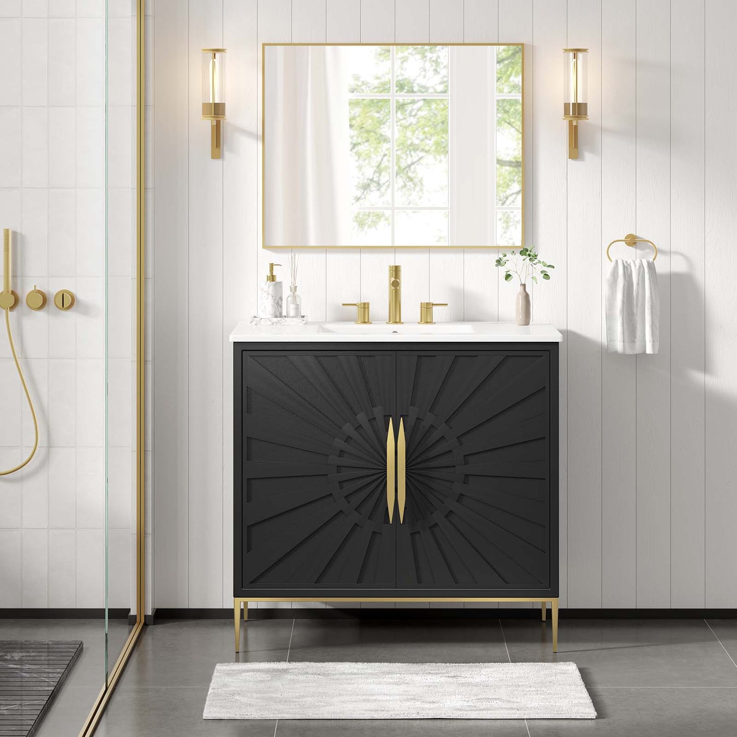 Awaken 36" Bathroom Vanity White Black