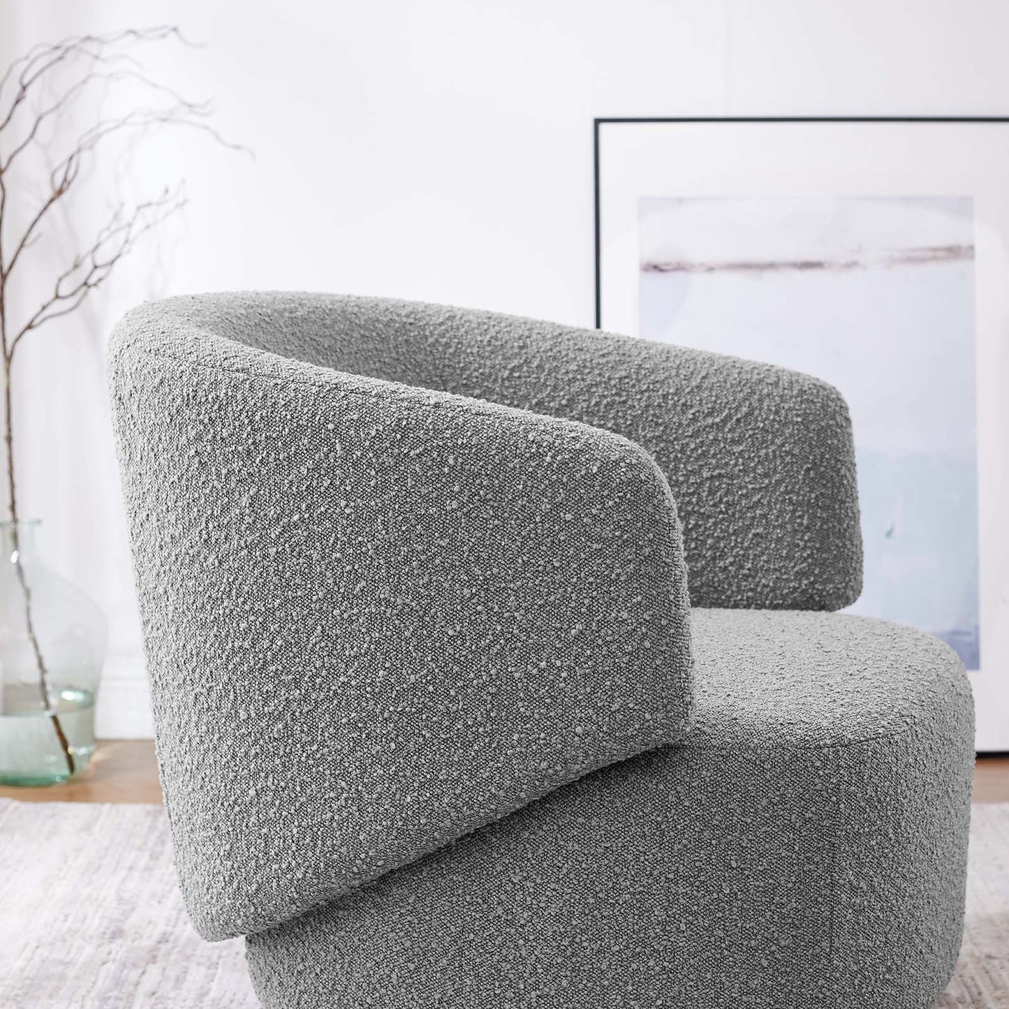 Celestia Fabric and Wood Swivel Chair