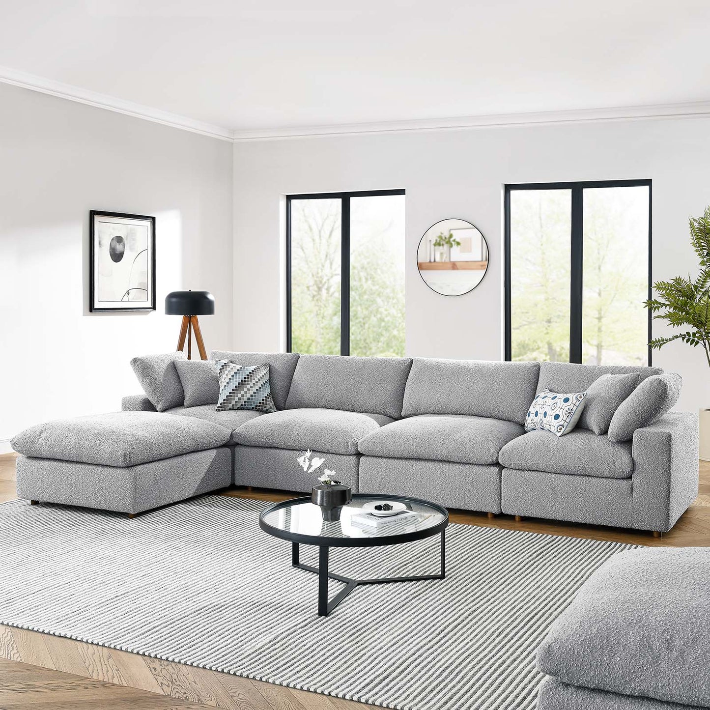 Commix 5-Piece Down Filled Overstuffed Boucle Fabric Sectional Sofa by Modway