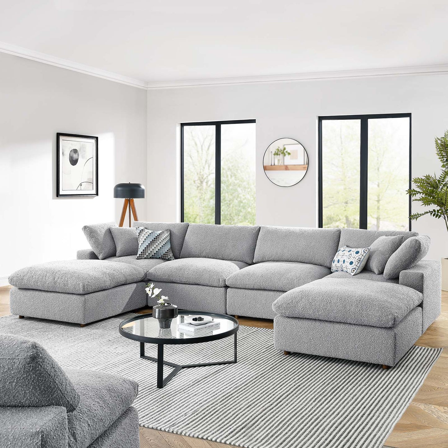 Commix 6-Piece Down Filled Overstuffed Boucle Sectional Sofa by Modway
