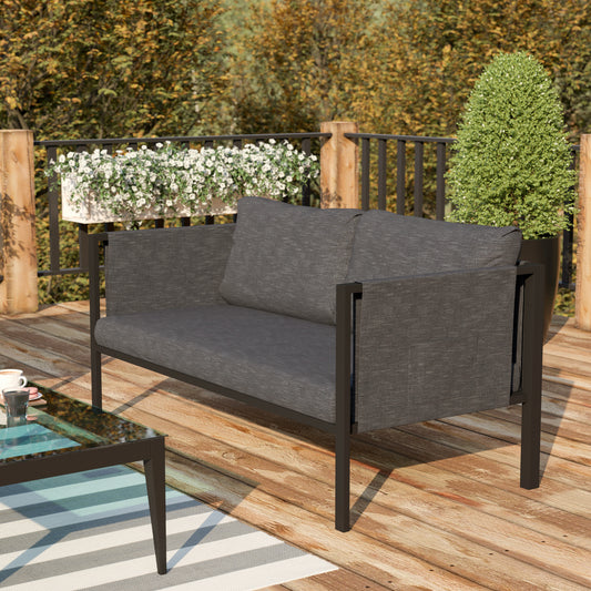 Black Loveseat with Cushions GM-201108-2S-CH-GG