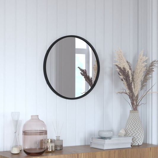 Black 20" Round Wall Mirror HFKHD-0GD-CRE8-981315-GG