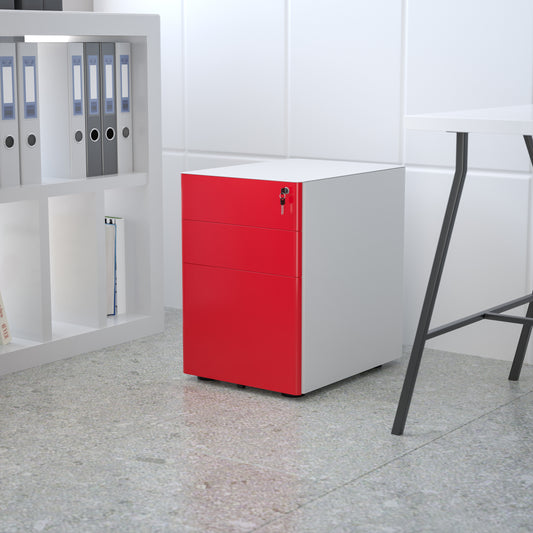Drawer File Cabinet-White/Red HZ-CHPL-02-RED-WH-GG