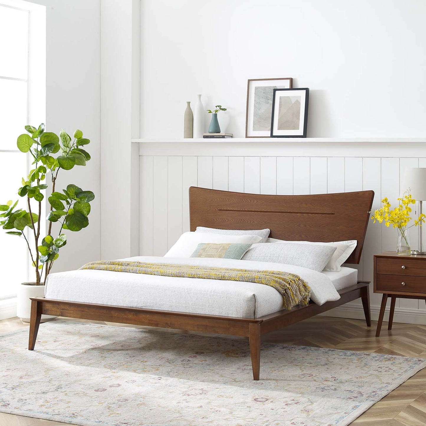 Astra Queen Wood Platform Bed Walnut MOD-6250-WAL