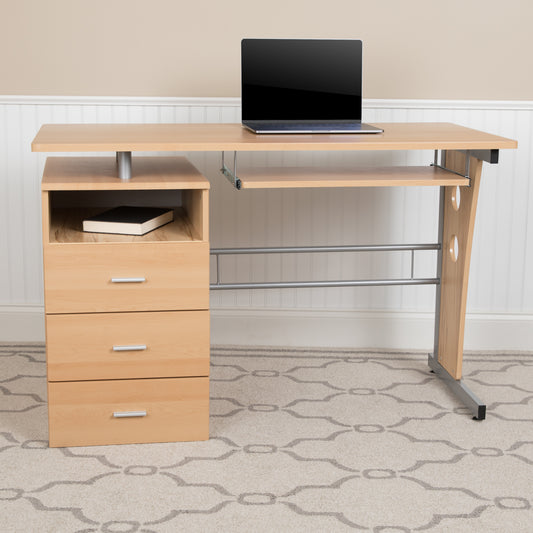 Maple 3 Drawer Pedestal Desk NAN-WK-008-MP-GG