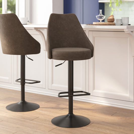 2PK Brown Leather Bar Stools SY-802-BR-GG