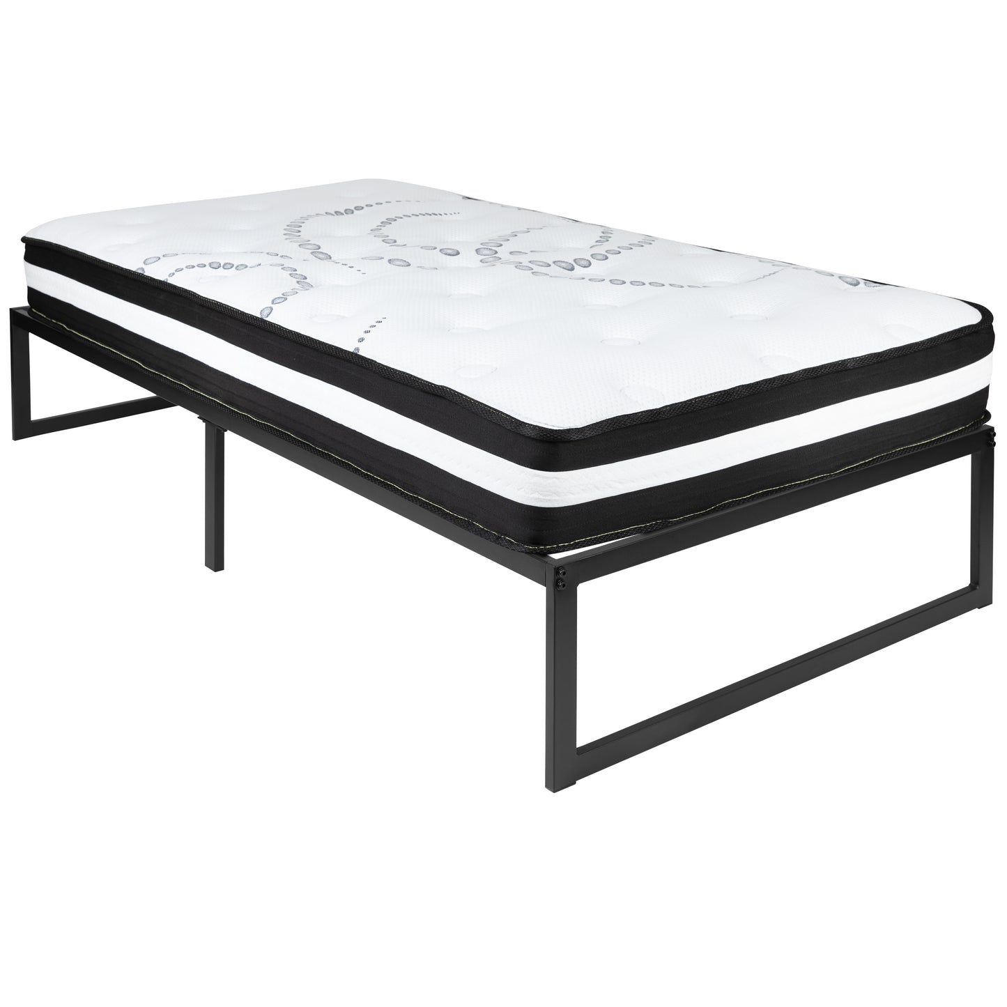 Twin Bed Frame & Mattress Set XU-BD10001-10PSM-T-GG