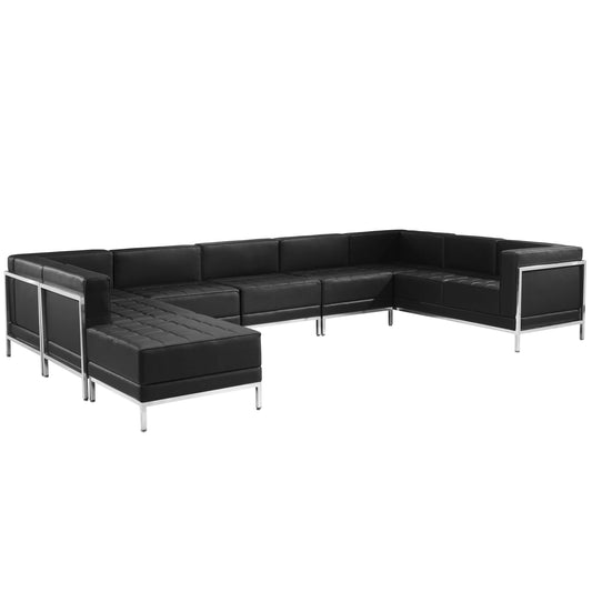 Black Leather Sectional, 7 PC ZB-IMAG-U-SECT-SET4-GG