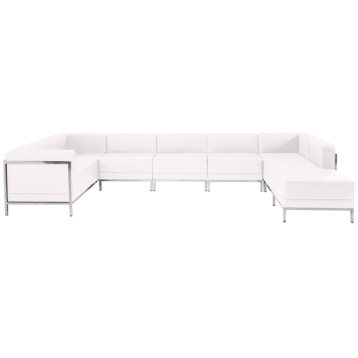 White Leather Sectional, 7 PC ZB-IMAG-U-SECT-SET4-WH-GG